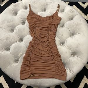 Brown ruffled mini